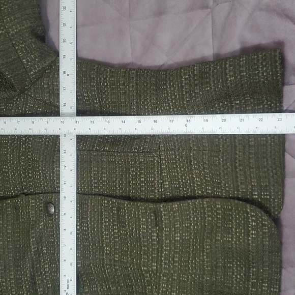 Coldwater Creek Olive Green Textured Tweed Wool Blend ButtonUp Blazer Jacket Sz8 - Picture 9 of 11